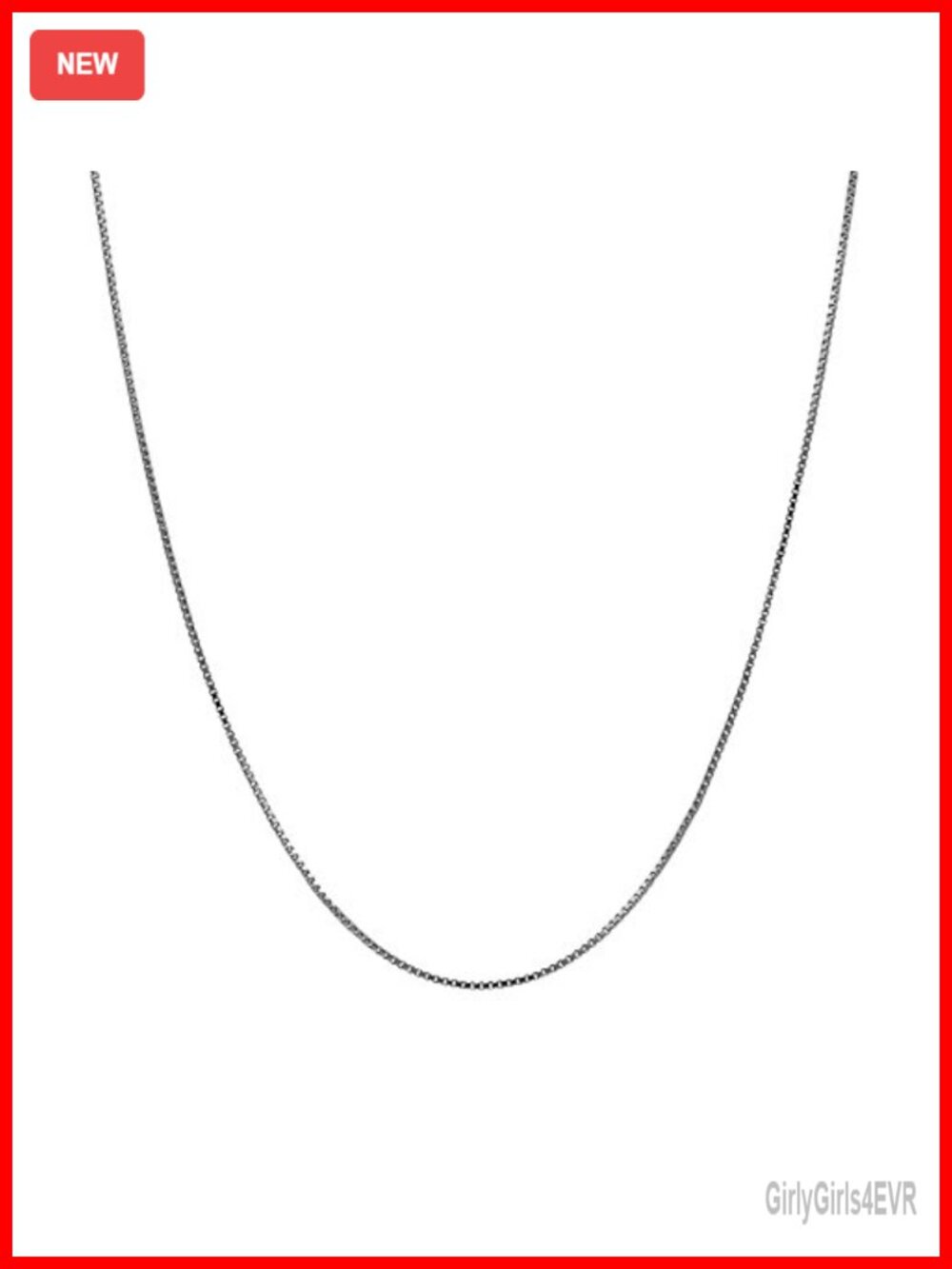 14K Solid White Gold 0.5mm Box Chain Necklace 20 Inch Spring Ring Clasp